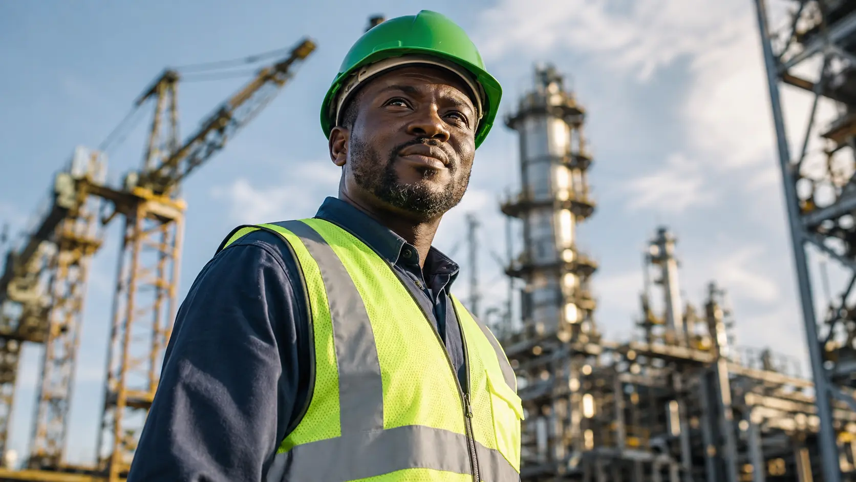 Certified safety engineer on industrial site